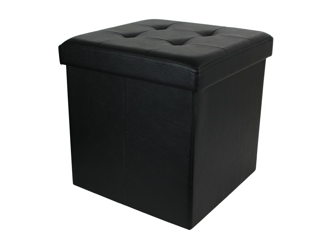 Vente Unique Coffre Pouf Pliable Pu Noir
