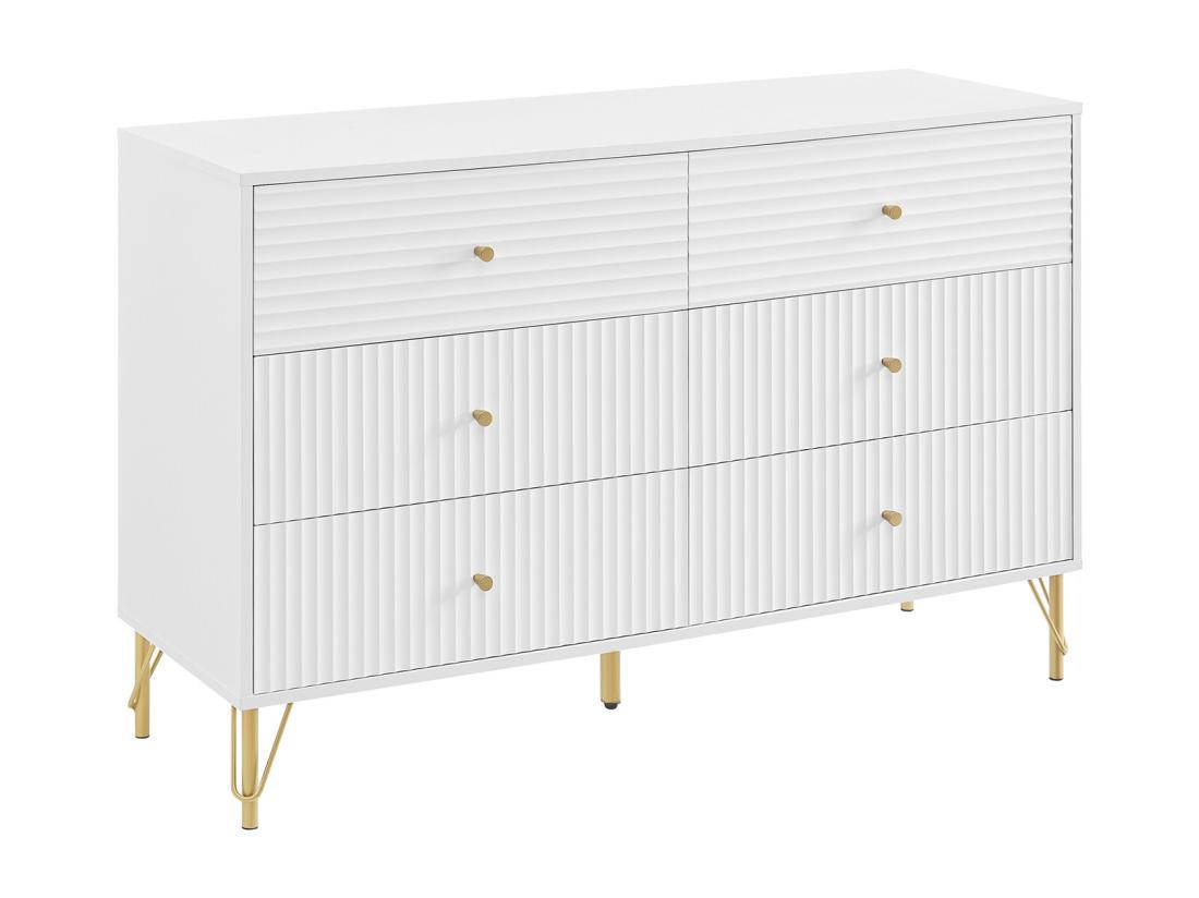 Vente Unique Commode 6 Tiroirs - Blanc - LUREO