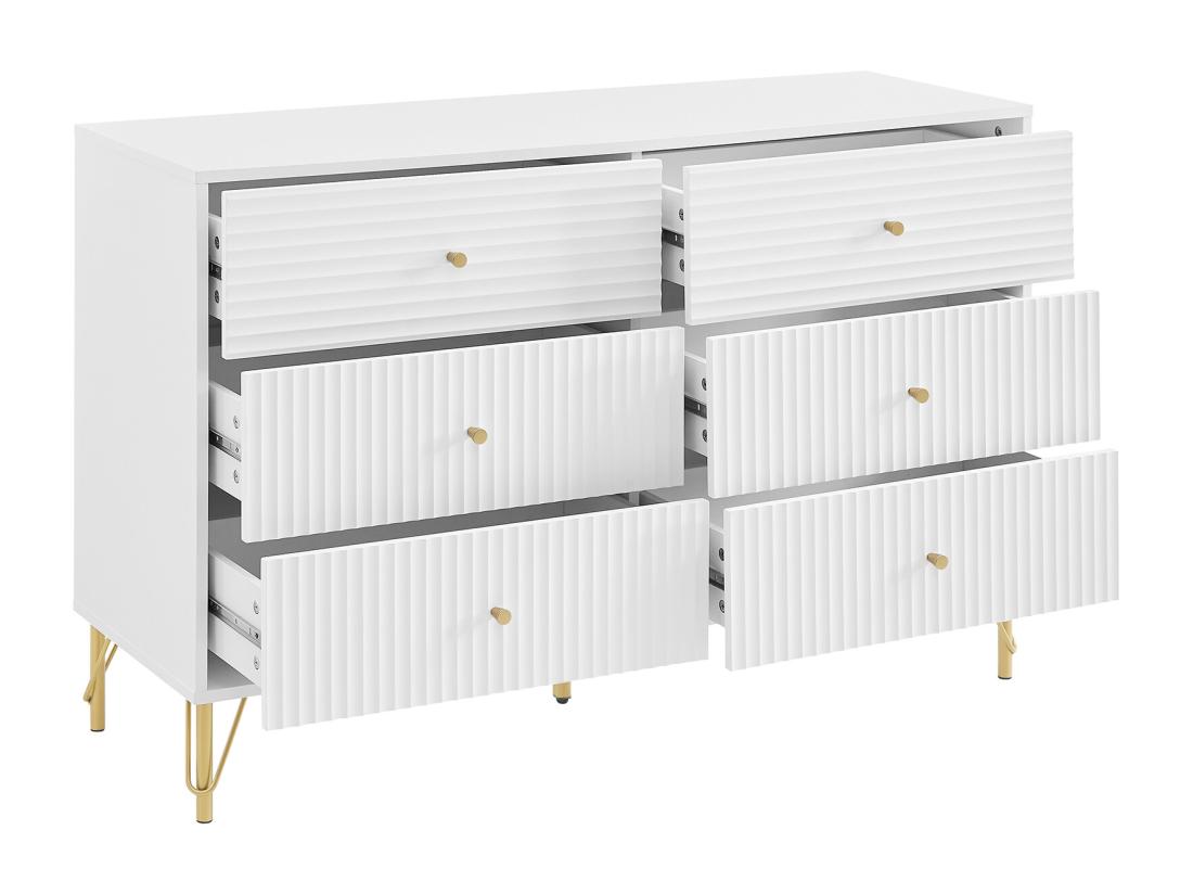 Vente Unique Commode 6 Tiroirs - Blanc - LUREO