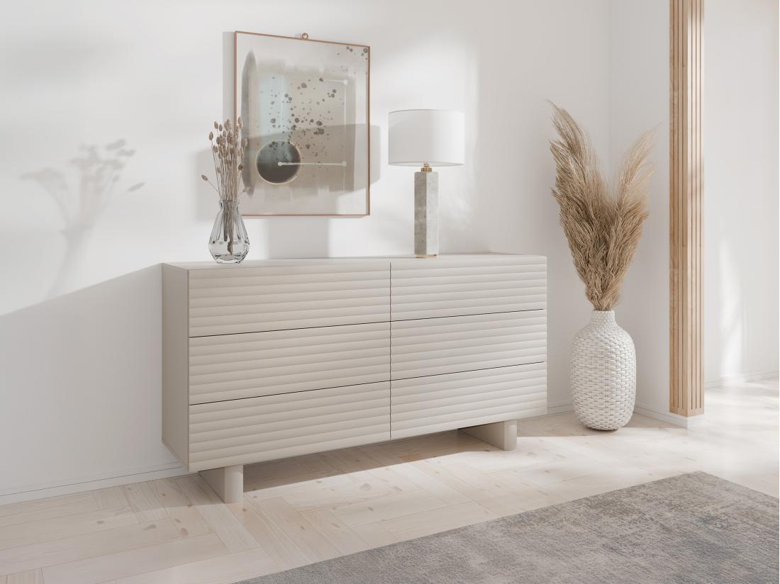 vente unique Commode 6 tiroirs - MDF - Beige - LUDIMA