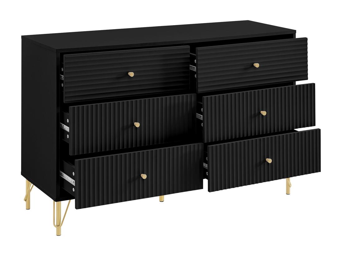 Vente Unique Commode 6 Tiroirs - Noir - LUREO