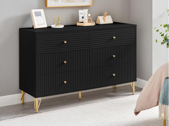 vente unique Commode 6 tiroirs - Noir - LUREO
