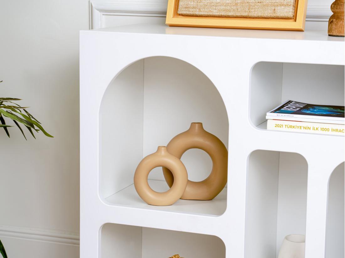 Vente Unique Console Avec 5 Niches - Blanc - LUELA