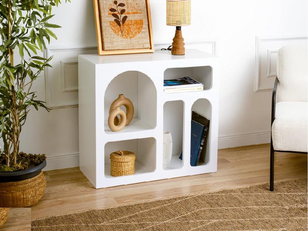 vente unique Console avec 5 niches - Blanc - LUELA