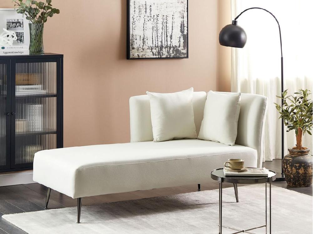 vente unique Divan côté droit en tissu blanc RIOM