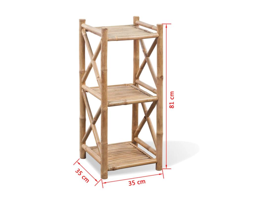 Vente Unique Étagère à 3 Niveaux Carré Bambou
