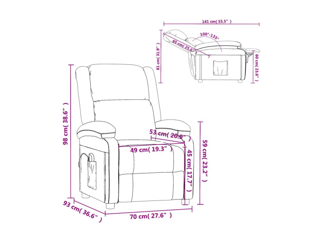 Vente Unique Fauteuil De Massage Crème Similicuir