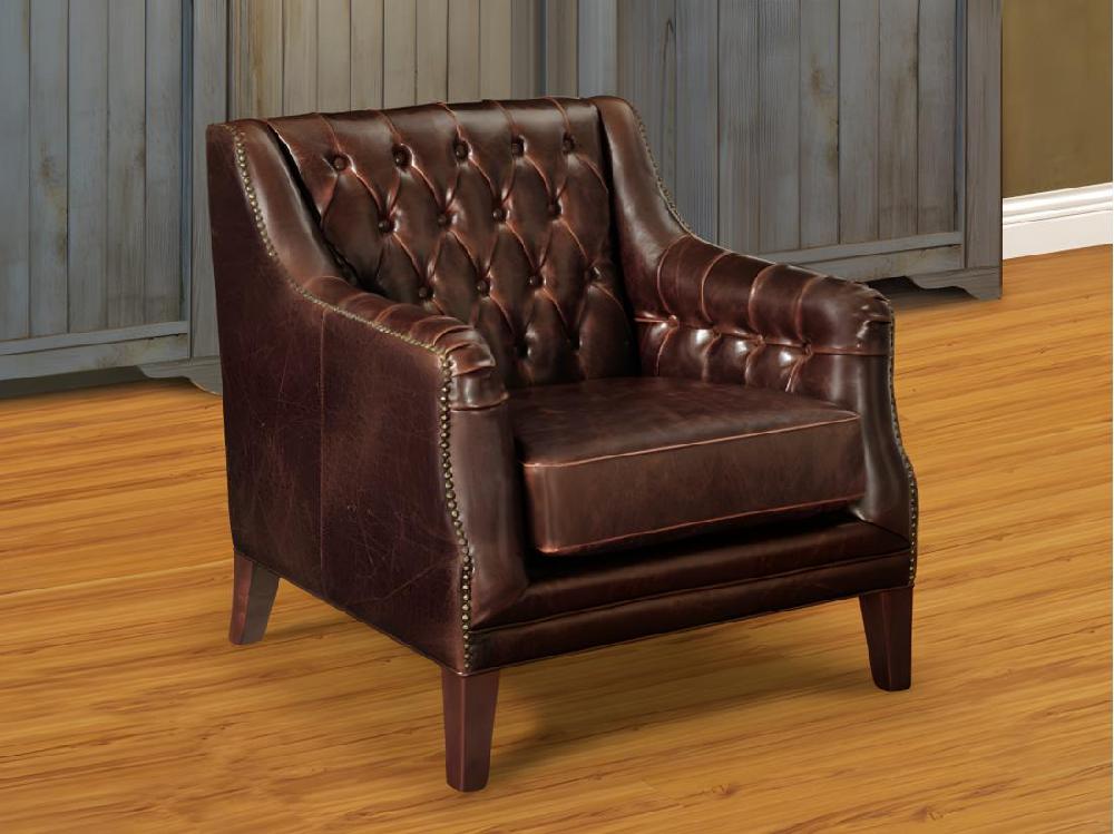 vente unique Fauteuil en cuir COLBERT - Marron