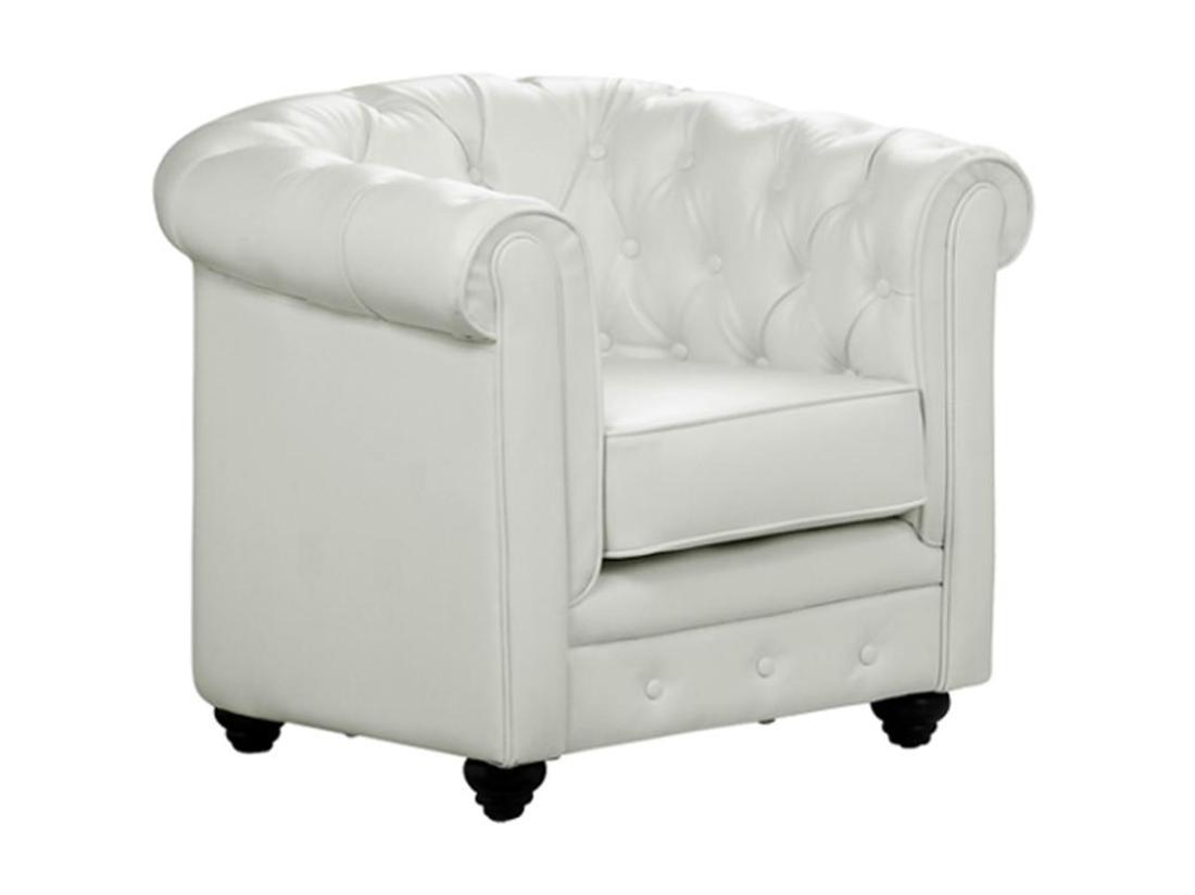 Vente Unique Fauteuil En Simili CHESTERFIELD - Blanc