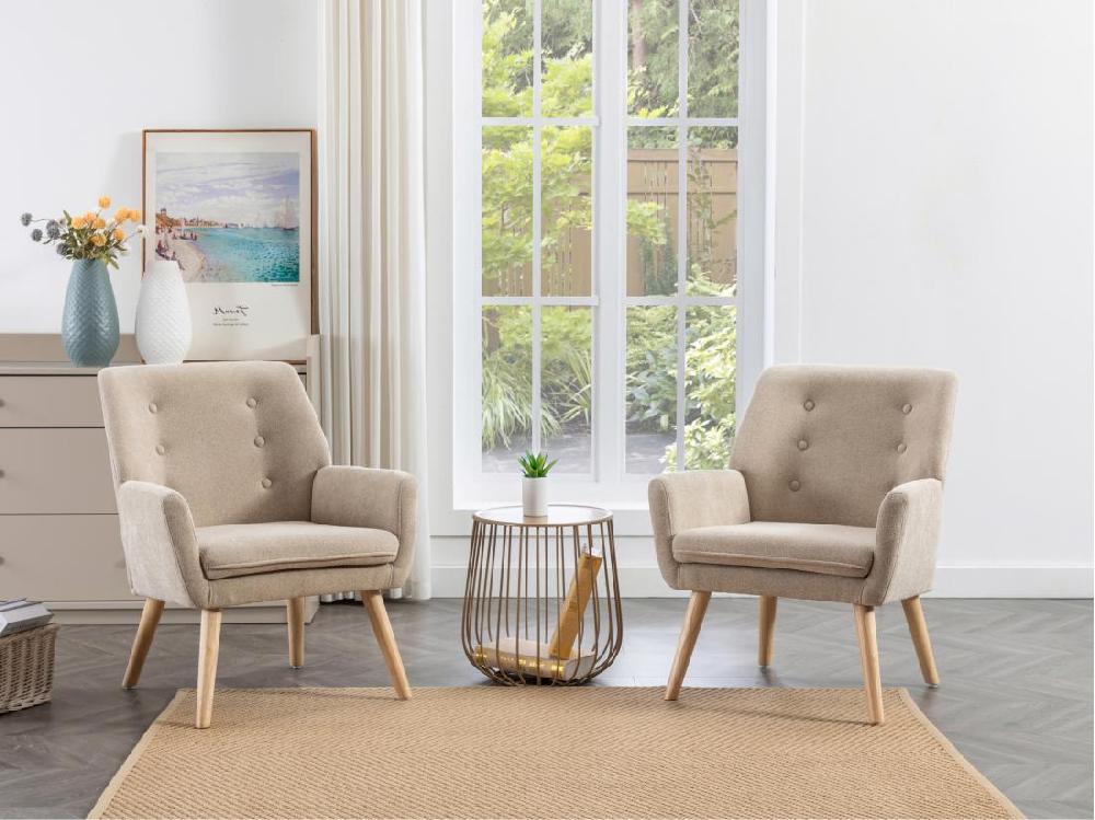 vente unique Fauteuil en tissu beige SERINO