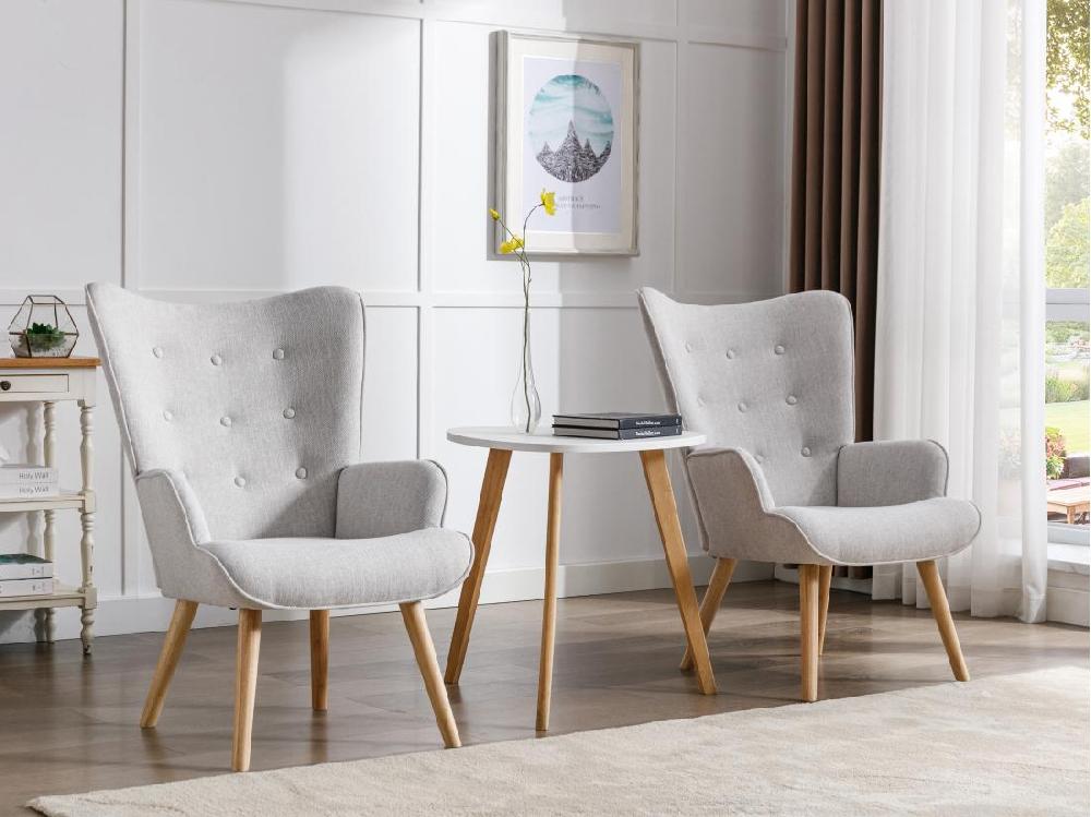 vente unique Fauteuil en tissu gris clair VATELY