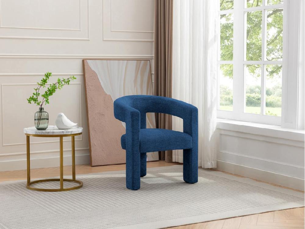 vente unique Fauteuil en tissu texturé bleu FAVINA