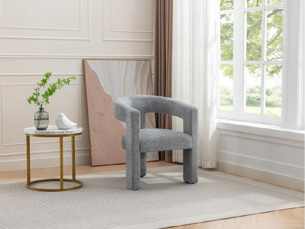 vente unique Fauteuil en tissu texturé gris FAVINA