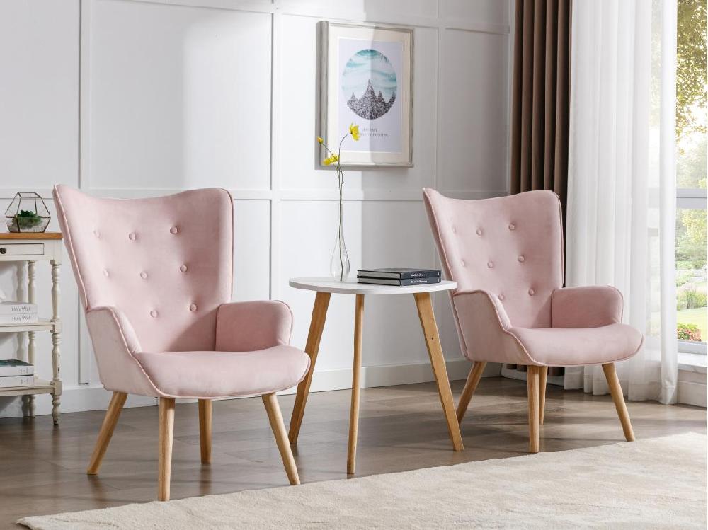 Vente Unique Fauteuil En Velours Rose VATELY
