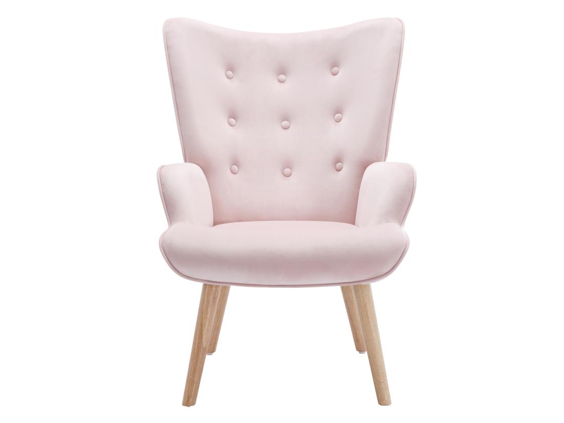 Vente Unique Fauteuil En Velours Rose VATELY