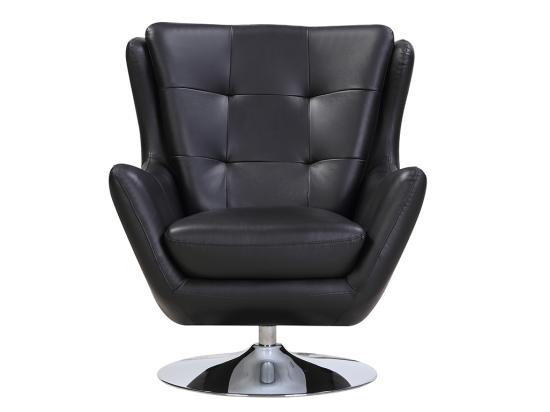 Vente Unique Fauteuil Pivotant En Cuir ANABA - Noir