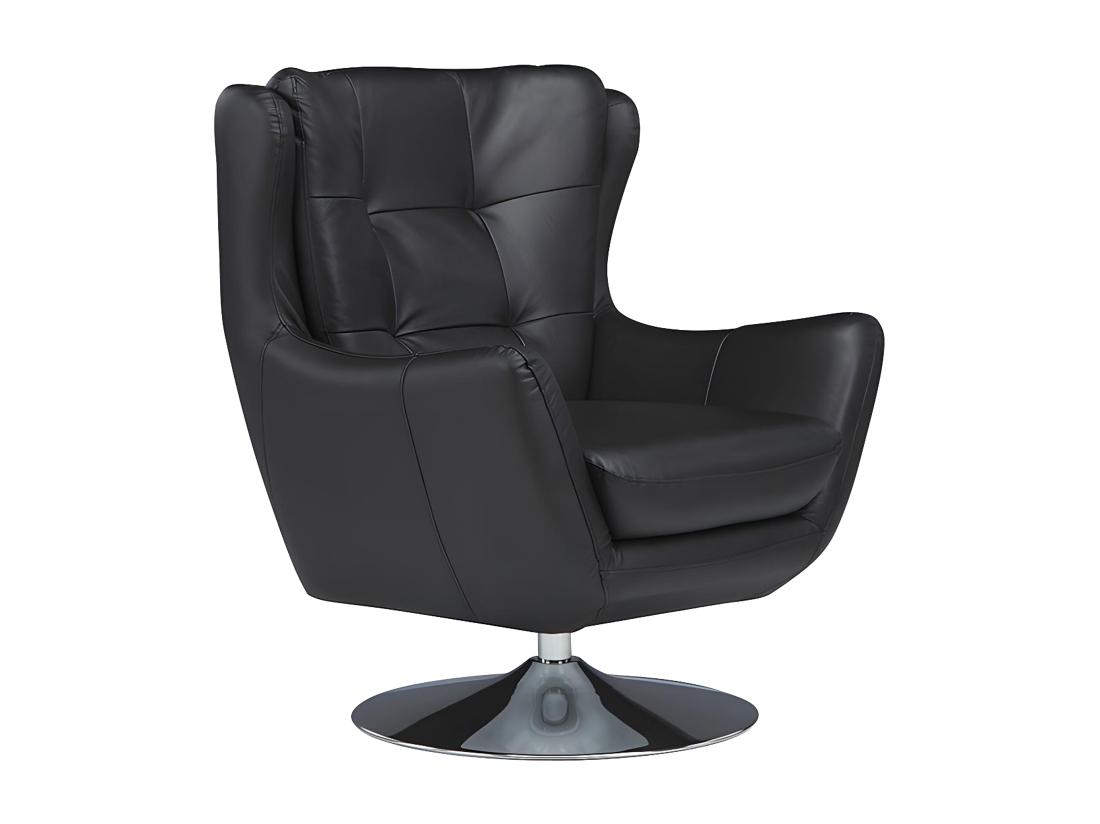 Vente Unique Fauteuil Pivotant En Cuir ANABA - Noir
