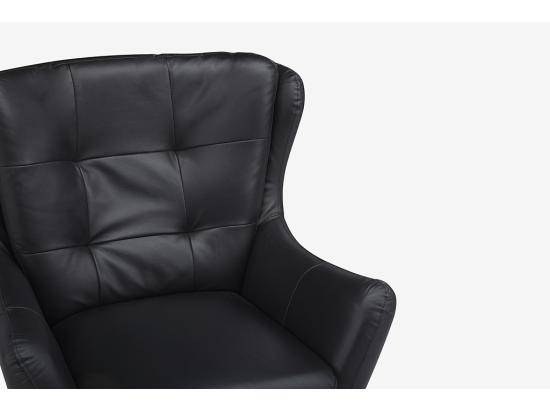 Vente Unique Fauteuil Pivotant En Cuir ANABA - Noir
