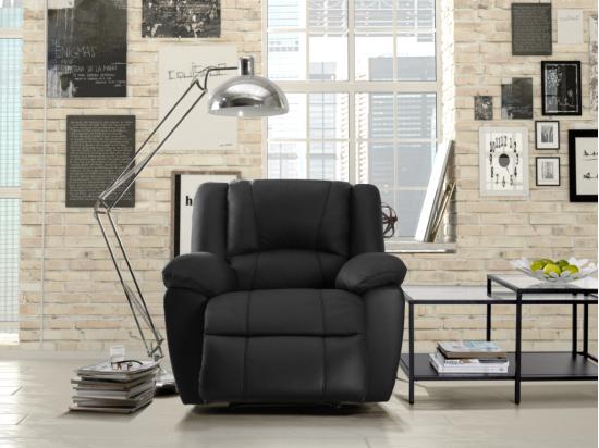 vente unique Fauteuil relax en cuir AROMA - Noir
