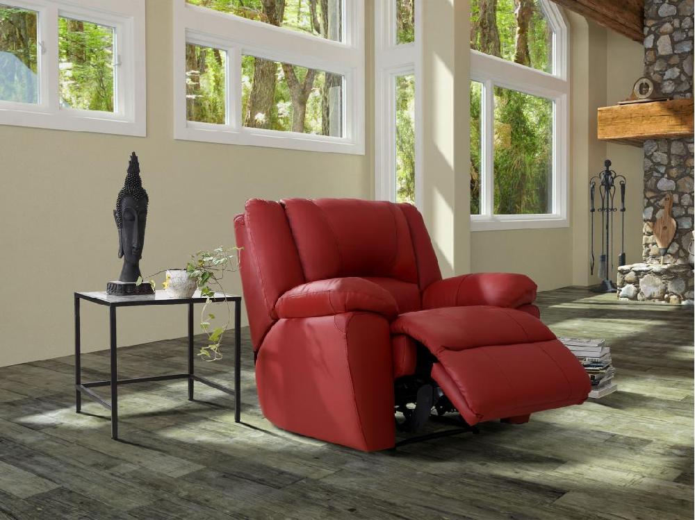 Vente Unique Fauteuil Relax En Cuir AROMA - Rouge