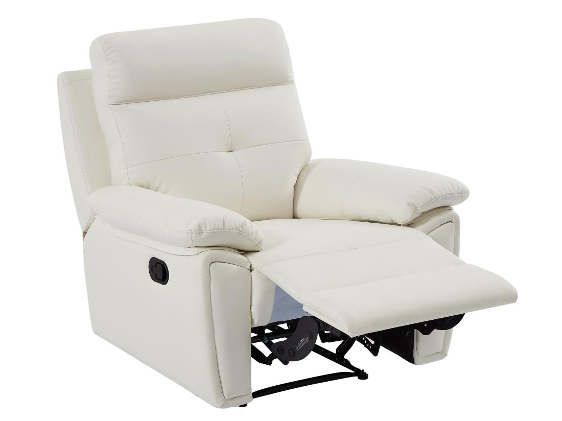 Vente Unique Fauteuil Relax En Cuir Blanc VINETA