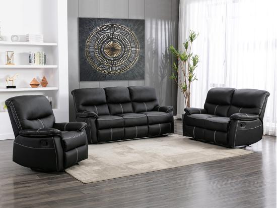vente unique Fauteuil relax en simili noir CANBY