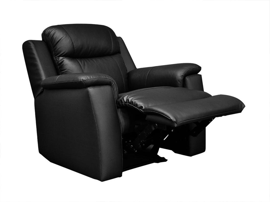 vente unique Fauteuil relax EVASION en cuir - Noir