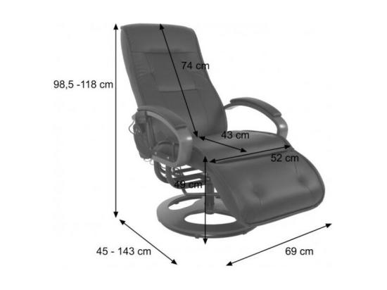 Vente Unique Fauteuil Relax Massant Londres Noir