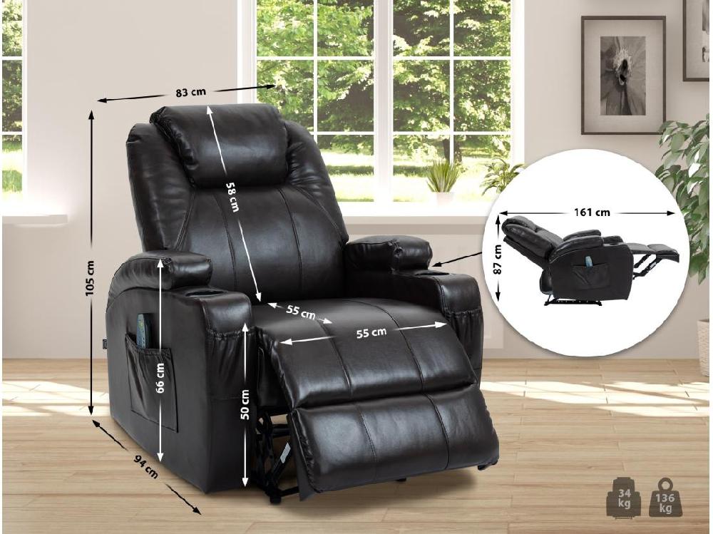 Vente Unique Fauteuil - Similicuir - Marron - Galena