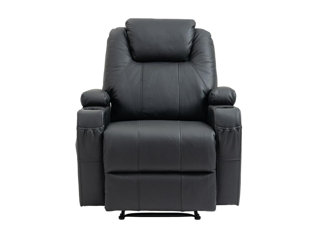 Vente Unique Fauteuil - Véritable Cuir - Noir - Hepler
