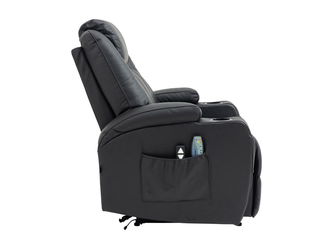 Vente Unique Fauteuil - Véritable Cuir - Noir - Hepler