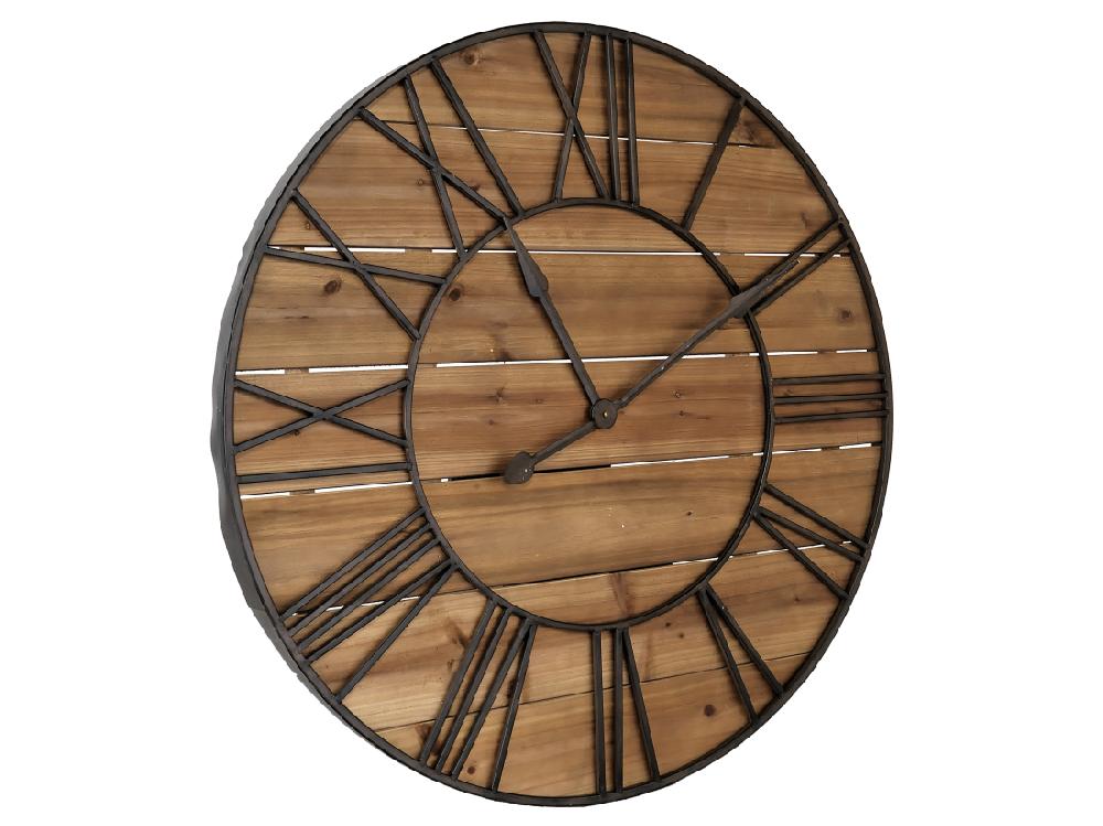 Vente Unique Horloge Ronde Métal Et Bois 90cm