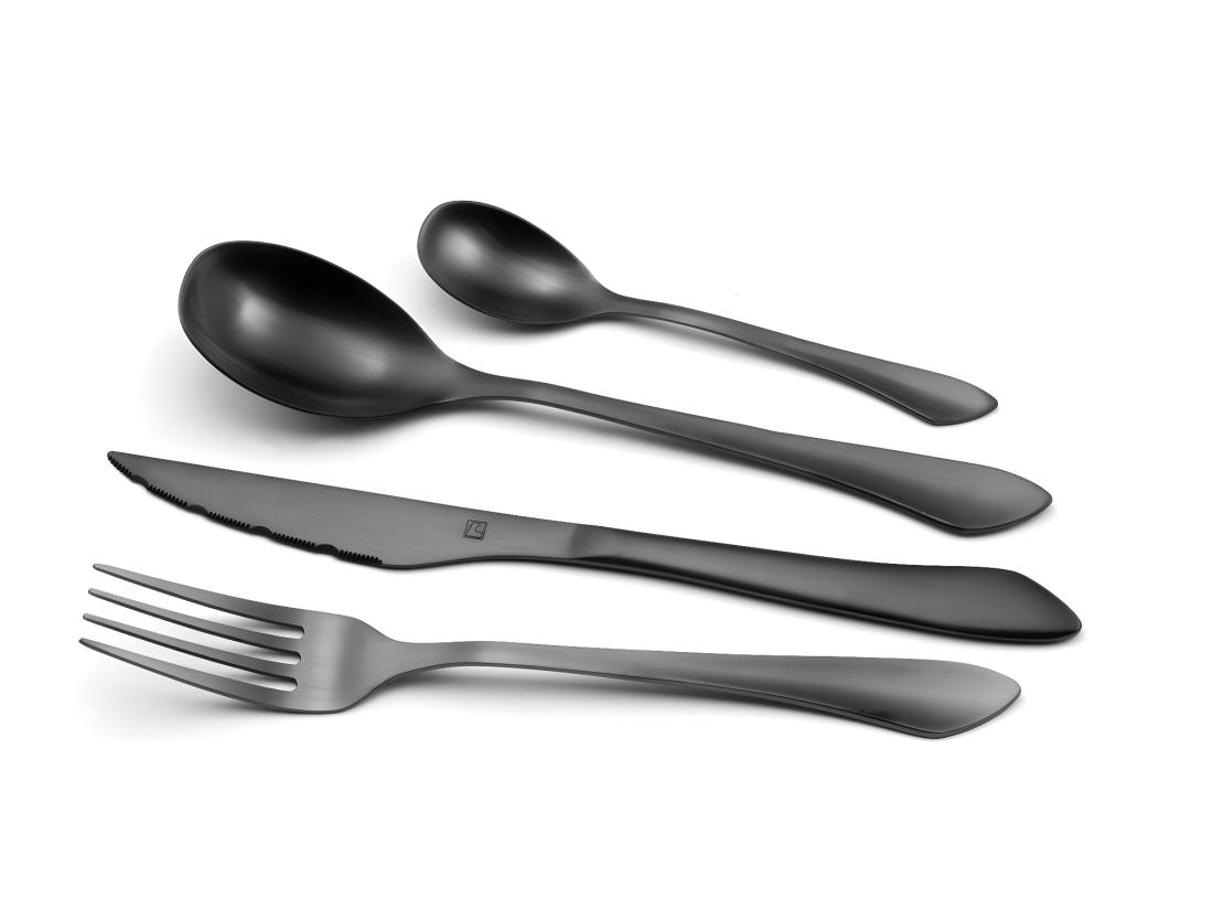 Vente Unique Instinct - Ménagère 16 Pièces Noir Mat