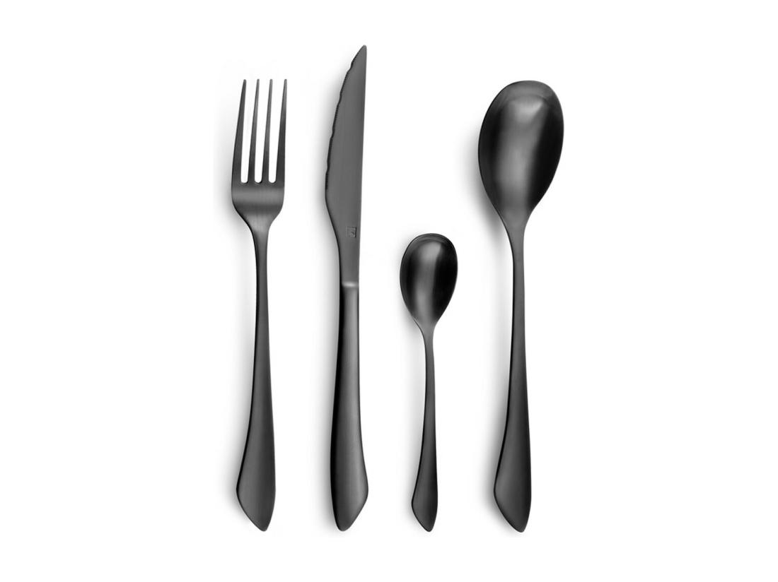 vente unique Instinct - Ménagère 16 pièces Noir mat