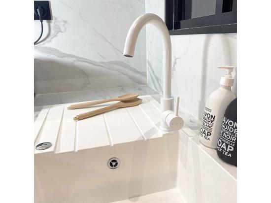 Vente Unique Kiwo Mitigeur évier Blanc - Essebagno