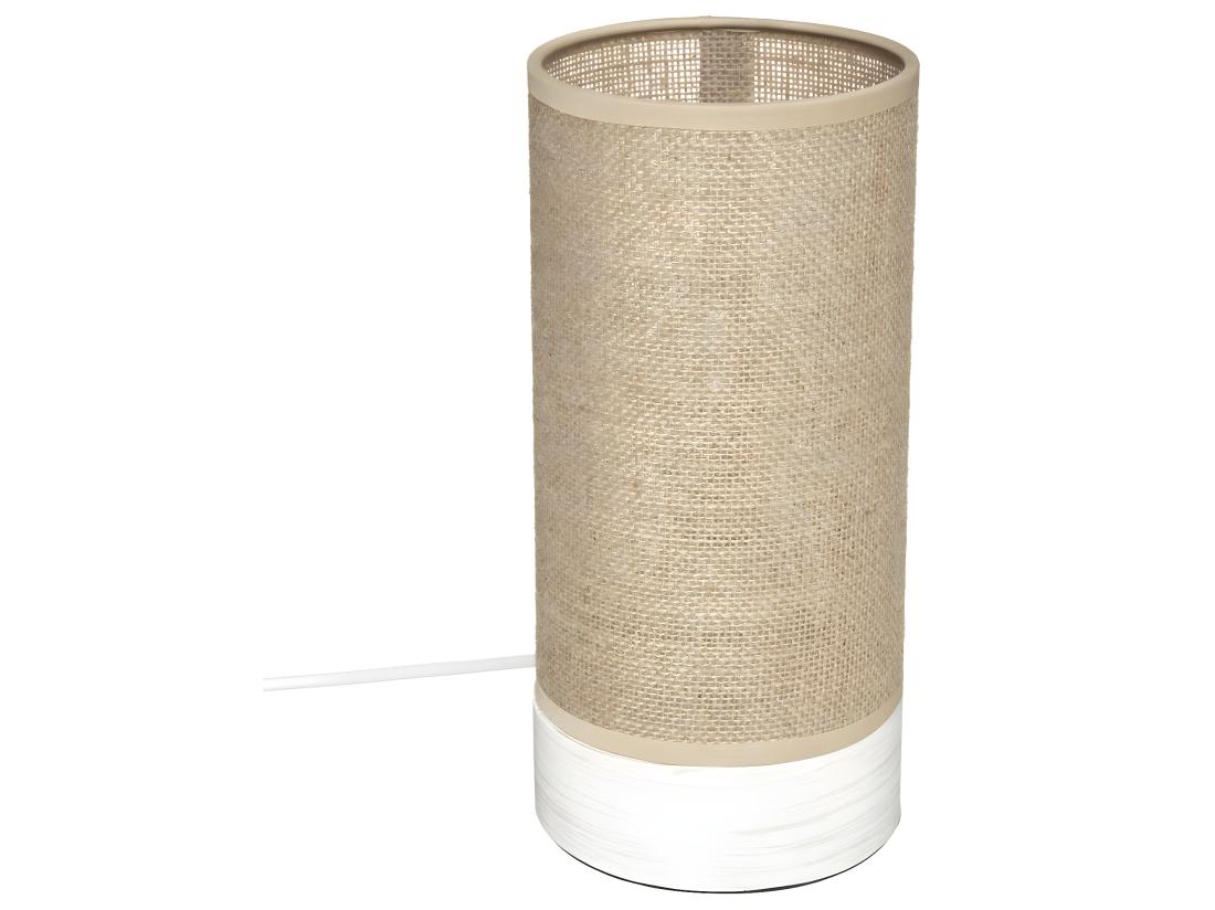 Vente Unique Lampe à Poser En Bois Et Lin H 27 Cm