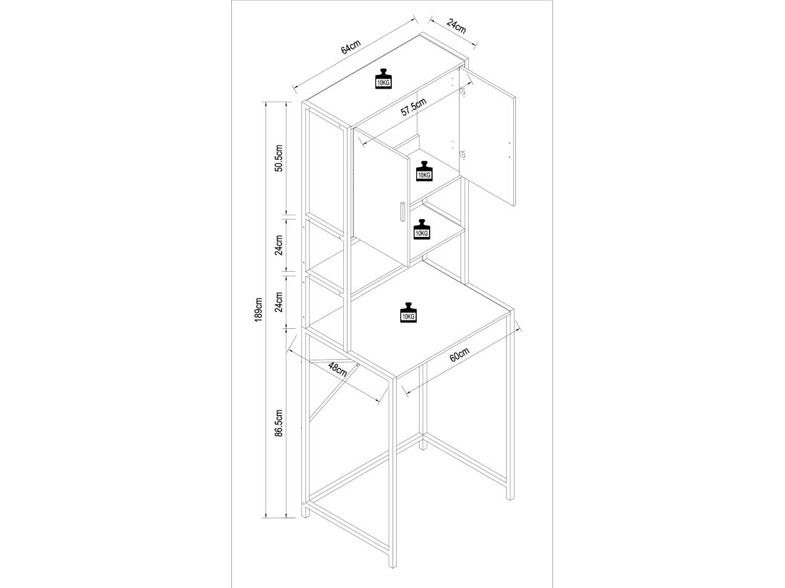 vente unique Lave-linge surélevé Armoire Edino