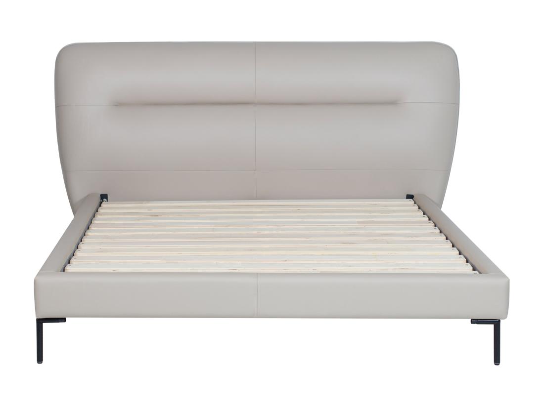 Vente Unique Lit 160 X 200 Cm - Cuir - Taupe - JODALA