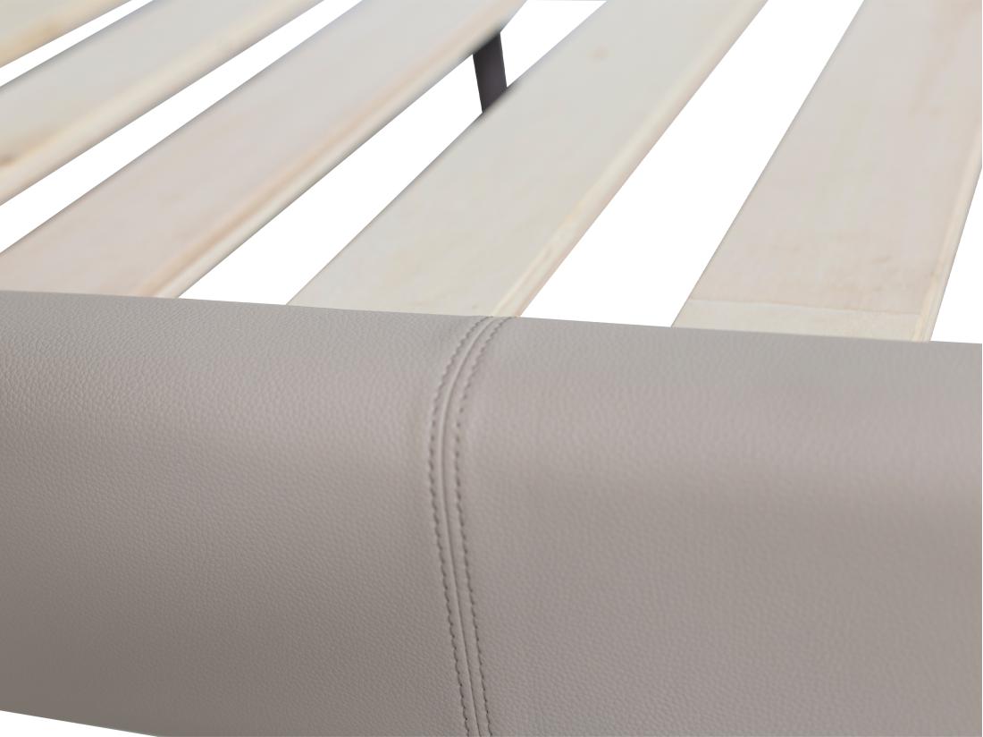 Vente Unique Lit 160 X 200 Cm - Cuir - Taupe - JODALA