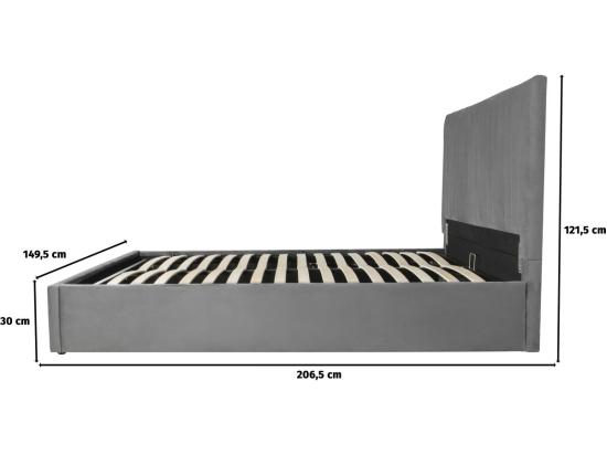 Vente Unique Lit Avec Coffre "Mia" - 140 X 190 Cm - Gris