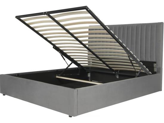 vente unique Lit avec coffre "Mia" - 140 x 190 cm - Gris