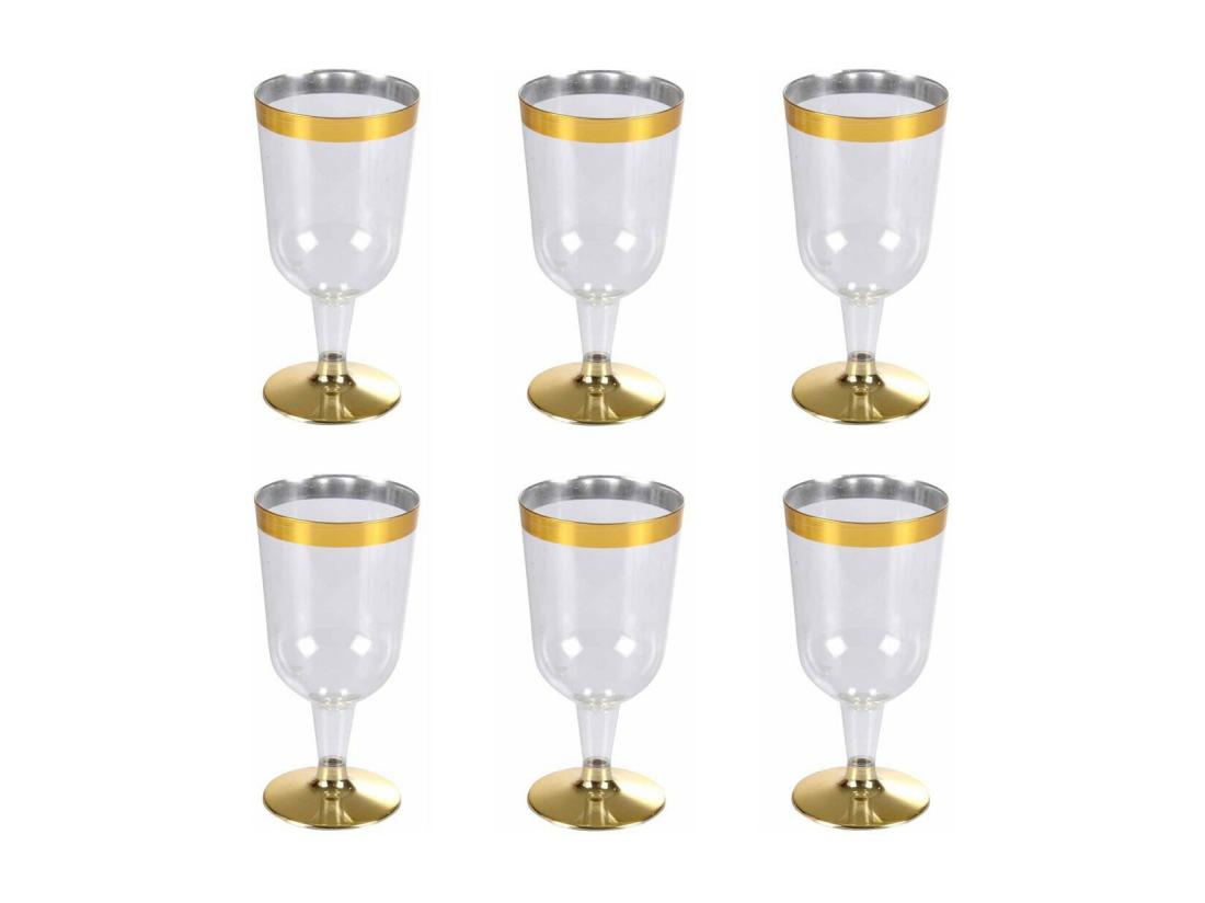 Vente Unique Lot De 6 Verres à Vin "Liseré" 18cl Or