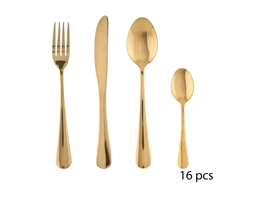 Vente Unique Ménagère 16 Pièces "Sublime" 22cm Or