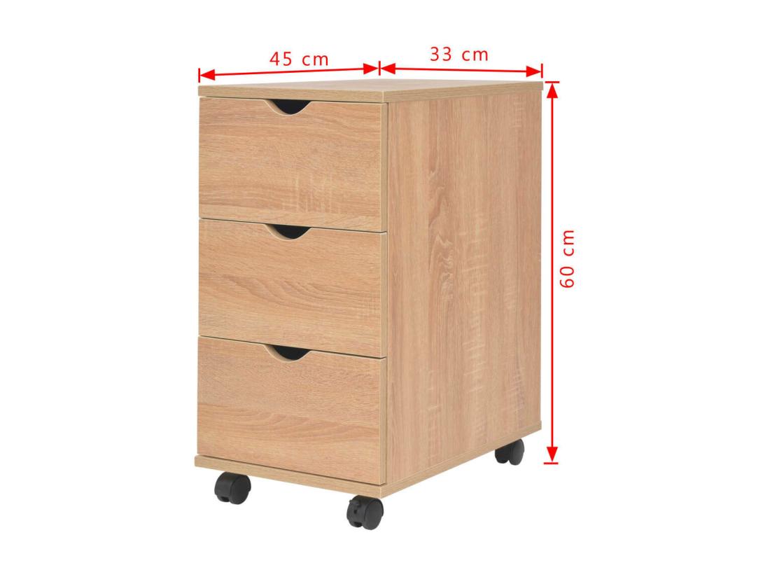 Vente Unique Meuble à Tiroirs 33x45x60 Cm Chêne