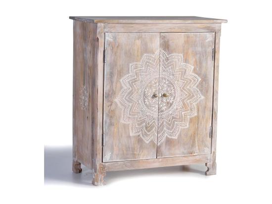 Vente Unique Meuble Bar En Manguier Blanc Vieilli