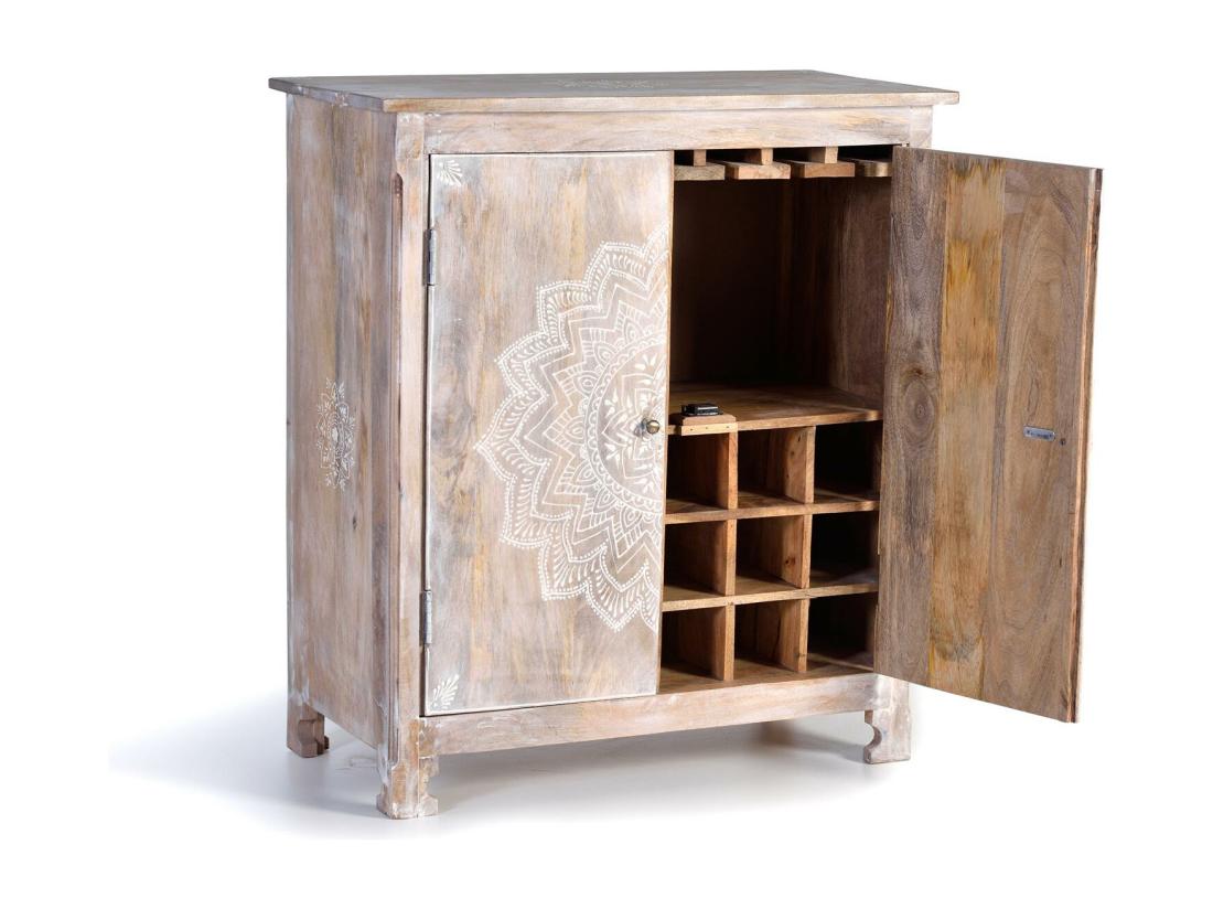 Vente Unique Meuble Bar En Manguier Blanc Vieilli