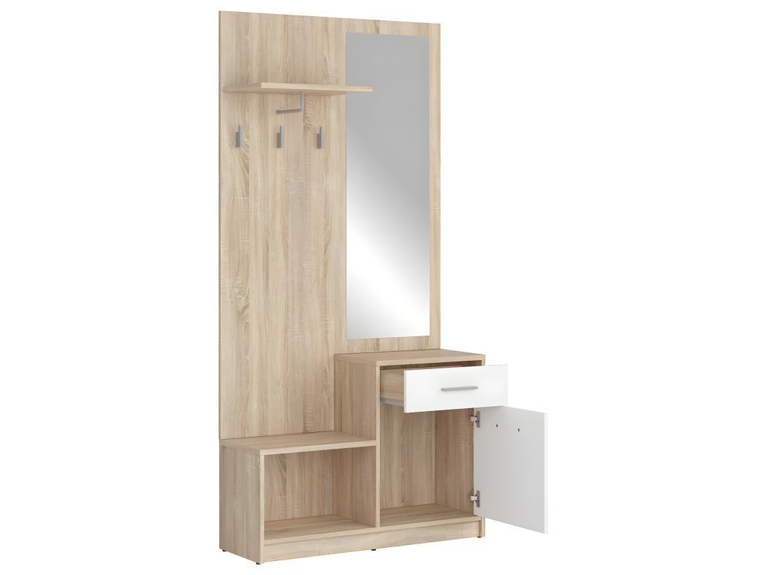 Vente Unique Meuble Entrée Ewen Bois Et Blanc
