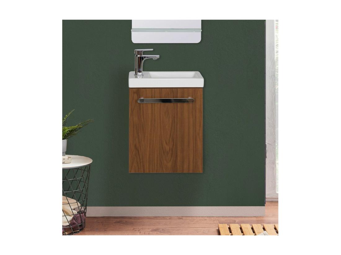vente unique Meuble lave-mains décor noyer NEVADA