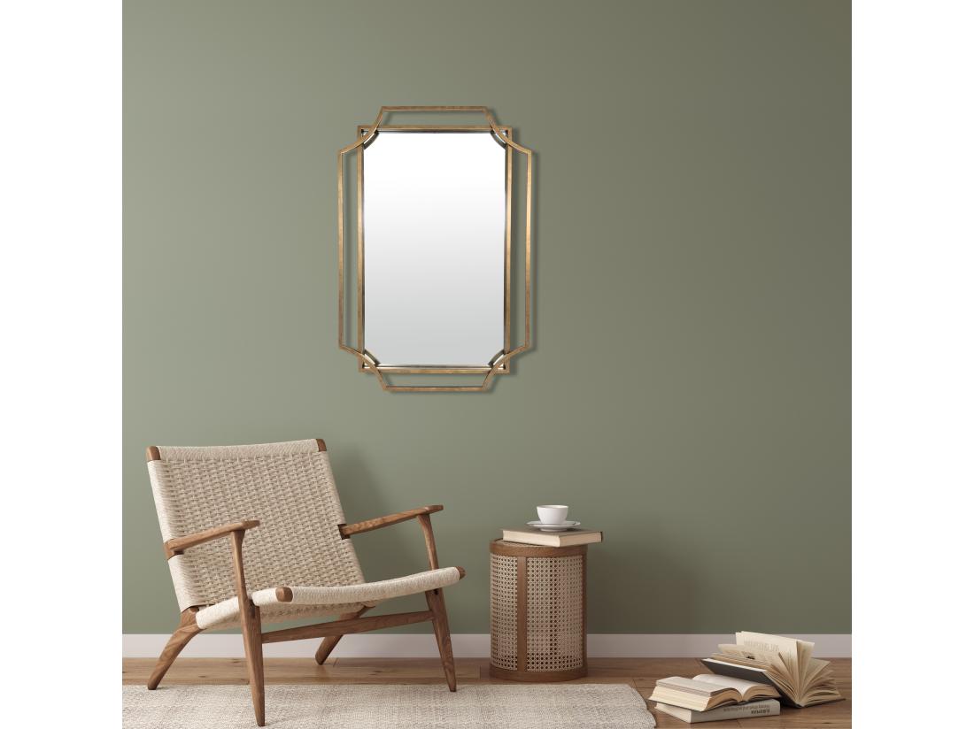 Vente Unique Miroir Art Déco En Métal Doré 60x90cm
