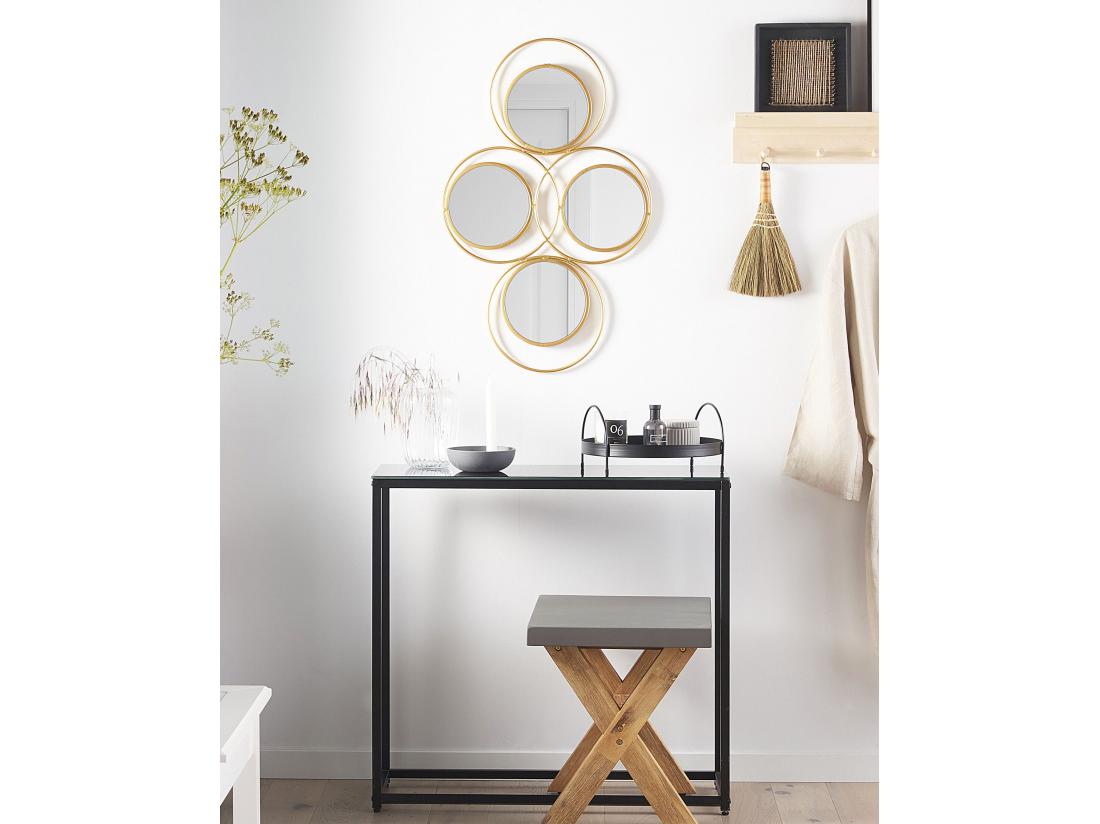 Vente Unique Miroir LESCAR 50 Cm 80 Cm Métal Doré